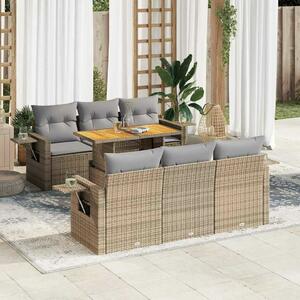VidaXL Polyrattan Kerti Ülőgarnitúra - 7 részes - Bézs