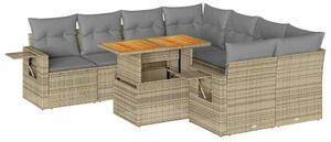 VidaXL Polyrattan Kerti Ülőgarnitúra - 9 részes - Bézs