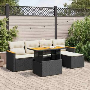 VidaXL Polyrattan Kerti Ülőgarnitúra - 6 részes - Fekete