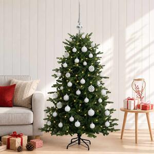 Műkarácsonyfa gömbbel 120 cm 150 LED Meleg fehér PVC és fém