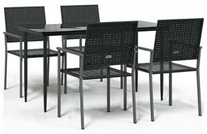 VidaXL 5-részes polyrattan és acél kerti étkezőgarnitúra