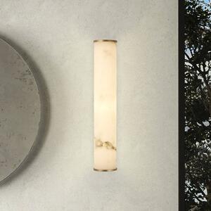 Searchlight LED fürdőszoba fali lámpa Wales, arany/márványos, 35 cm acél/gyanta, dimmelhető, Sárgaréz / arany, Fürdőszoba, fém