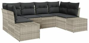 VidaXL Kerti Kanapé Szett párnával 6 pcs Világosszürke polirattan