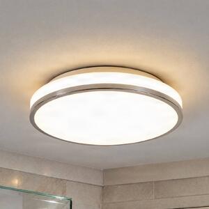 Lindby LED mennyezeti világítás Lyss, Ø 34 cm, króm színű, IP44, Fehér / opál, Fürdőszoba, Üveg, Modern