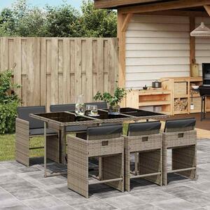 VidaXL Polyrattan Kerti Étkezőgarnitúra - 7 részes - Szürke