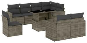 VidaXL Polyrattan Kerti Ülőgarnitúra - 9 részes - Szürke