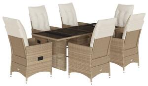 VidaXL Polyrattan Kerti Étkezőgarnitúra - 7 részes - Bézs