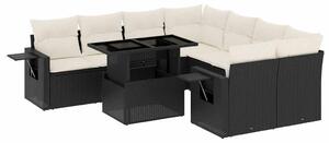 VidaXL Polyrattan Kerti Ülőgarnitúra - 9 részes - Fekete