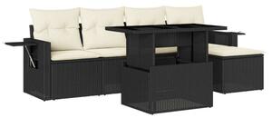 VidaXL Polyrattan Kerti Ülőgarnitúra - 6 részes - Fekete
