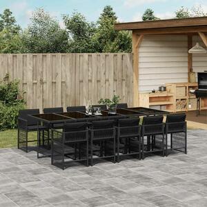 VidaXL - 11 Fős Kerti Étkezőgarnitúra - Polyrattan - Fekete