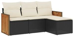 VidaXL Polyrattan Kerti Ülőgarnitúra - 4 részes - Fekete