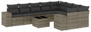VidaXL Polyrattan Kerti Ülőgarnitúra - 10 részes - Szürke