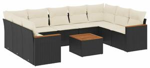 VidaXL Polyrattan Kerti Ülőgarnitúra - 10 részes - Fekete