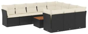 VidaXL Polyrattan Kerti Ülőgarnitúra - 11 részes - Fekete