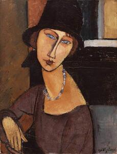 Reprodukció Jeanne Hebuterne wearing a hat, Modigliani, Amedeo