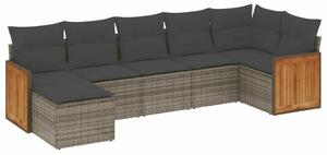 VidaXL Polyrattan Kerti Ülőgarnitúra - 7 részes - Szürke