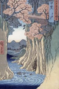 Ando or Utagawa Hiroshige - Reprodukció The monkey bridge in the Kai province,, (26.7 x 40 cm)