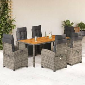 VidaXL Polyrattan Kerti Étkezőgarnitúra - 7 részes, Szürke