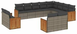 VidaXL Polyrattan Kerti Ülőgarnitúra - 12 részes - Szürke