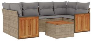 VidaXL Polyrattan Kerti Ülőgarnitúra - 7 részes - Bézs
