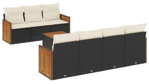 VidaXL 8 részes Kerti Ülőgarnitúra - Fekete Polyrattan