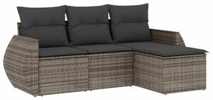 VidaXL 4 részes szürke polyrattan kerti ülőgarnitúra párnákkal