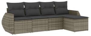 VidaXL 5 részes szürke polyrattan kerti ülőgarnitúra párnákkal