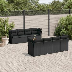 VidaXL Polyrattan Kerti Ülőgarnitúra - 9 részes - Fekete