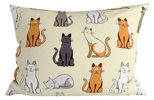 Polipamut párnahuzat COLORED CATS POLY 50x70 cm, krémszínű
