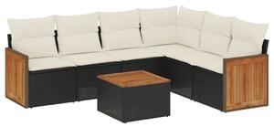 VidaXL Polyrattan Kerti Ülőgarnitúra - 7 részes - Fekete