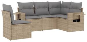 VidaXL 5 részes bézs polyrattan kerti ülőgarnitúra párnákkal