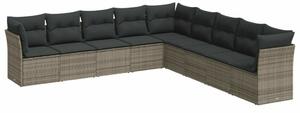 VidaXL Polyrattan Kerti Ülőgarnitúra - 9 részes - Szürke
