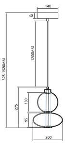 Prémium üveg LED függőlámpa borostyán 12W Milagro Daphne Amber 1336lm 3000K (ML0345)