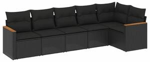 VidaXL Polyrattan Kerti Ülőgarnitúra - 6 részes - Fekete