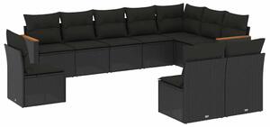 VidaXL Polyrattan Kerti Ülőgarnitúra - 10 részes - Fekete