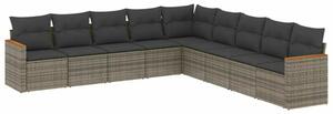 VidaXL Polyrattan Kerti Ülőgarnitúra - 9 részes - Szürke