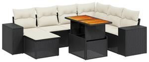 VidaXL Polyrattan Kerti Ülőgarnitúra - 8 részes - Fekete