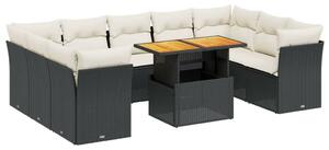 VidaXL Polyrattan Kerti Ülőgarnitúra - 10 részes - Fekete
