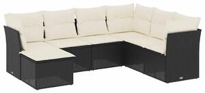 VidaXL Polyrattan Kerti Ülőgarnitúra - 7 részes - Fekete