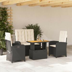 VidaXL Polyrattan Kerti Étkezőgarnitúra - 4 részes - Fekete