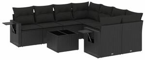 VidaXL Polyrattan Kerti Ülőgarnitúra - 9 részes - Fekete
