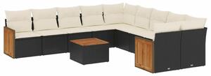 VidaXL Polyrattan Kerti Ülőgarnitúra - 11 részes - Fekete