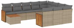 VidaXL Polyrattan Kerti Ülőgarnitúra - 11 részes - Bézs