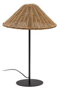 Fekete-natúr színű asztali lámpa rattan búrával (magasság 50 cm) Urania – Kave Home