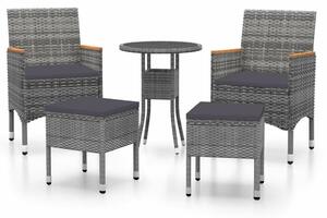 VidaXL 5 részes szürke polyrattan kerti ülőgarnitúra