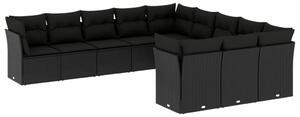 VidaXL Polyrattan Kerti Ülőgarnitúra - Fekete - 11 részes