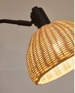 Fekete-natúr színű asztali lámpa rattan búrával (magasság 56 cm) Damila – Kave Home