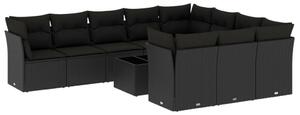 VidaXL Polyrattan Kerti Ülőgarnitúra - 11 részes - Fekete