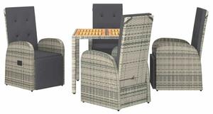 Polyrattan Kerti Étkezőgarnitúra - 5 részes - Szürke