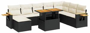 VidaXL Polyrattan Kerti Ülőgarnitúra - 7 részes, Fekete